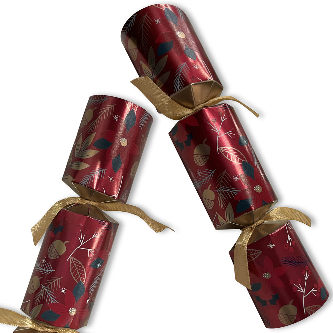 Red and Gold Mistletoe Mini Crackers | Bulk Pack of 50 units | 20cm/8 inches long